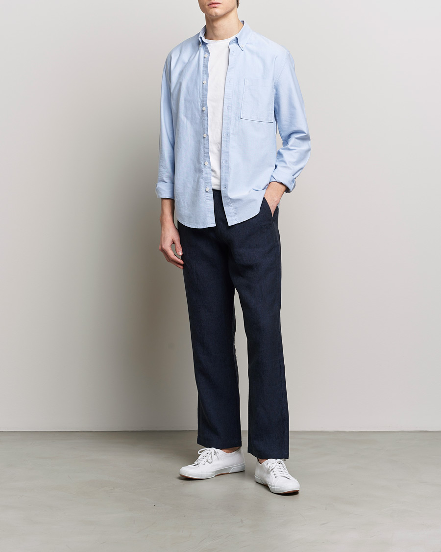 Uomini | Pantaloni | KnowledgeCotton Apparel | Loose Linen Pants Total Eclipse