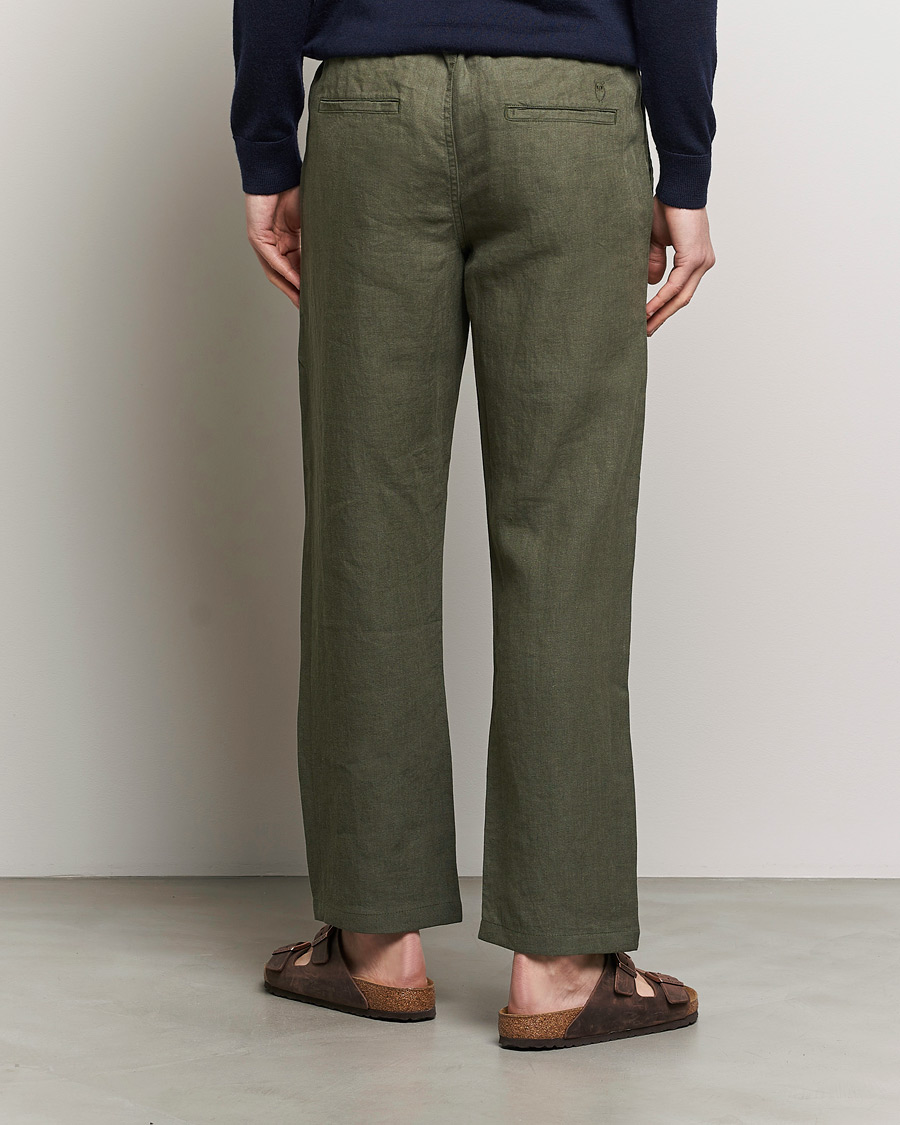 Uomini | Pantaloni | KnowledgeCotton Apparel | Loose Linen Pants Burnt Olive