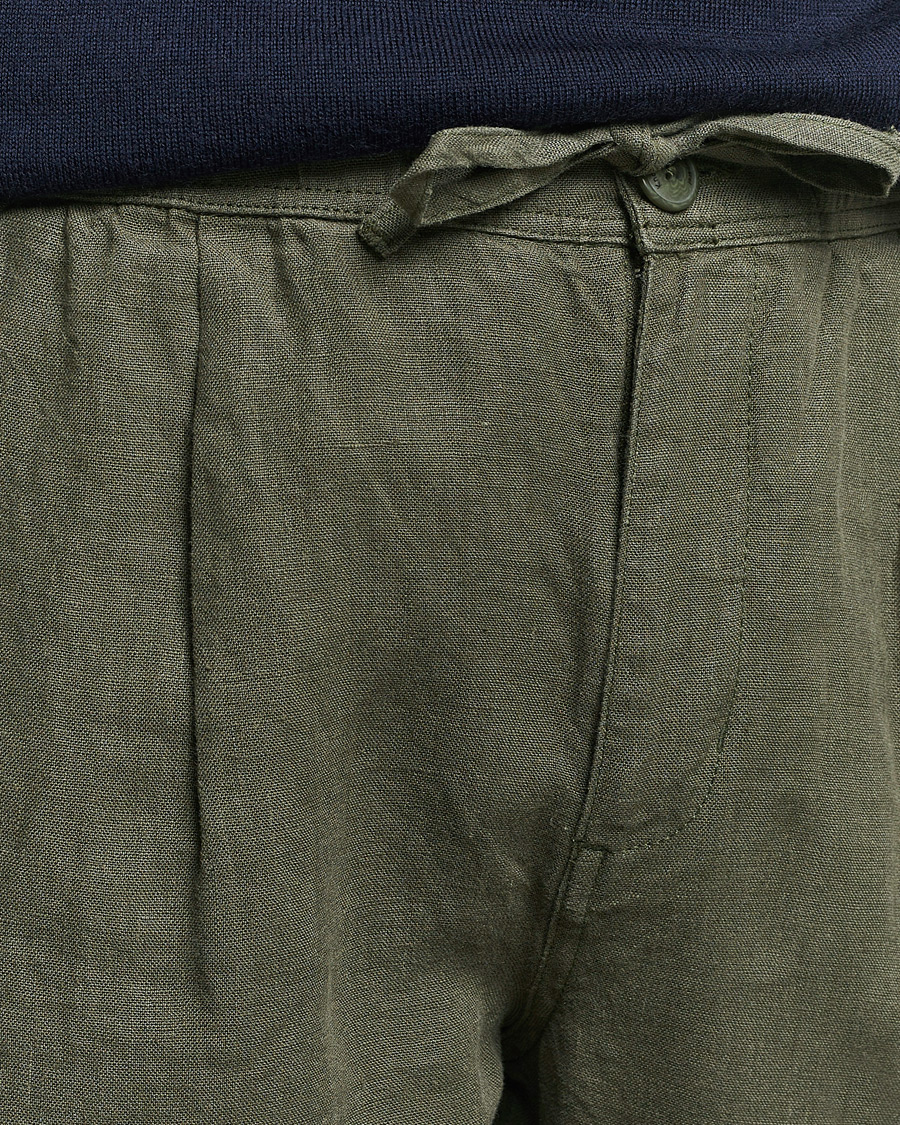 Uomini | Pantaloni | KnowledgeCotton Apparel | Loose Linen Pants Burnt Olive