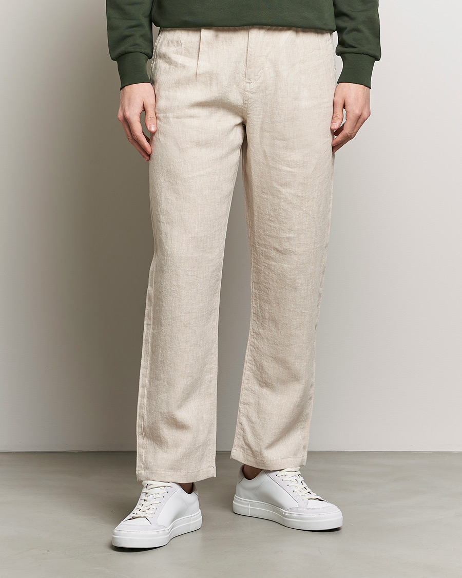 Uomini | Pantaloni | KnowledgeCotton Apparel | Loose Linen Pants Light Feather Grey