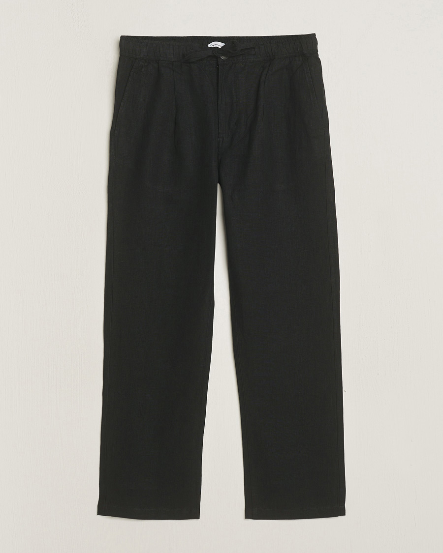 Uomini | Pantaloni | KnowledgeCotton Apparel | Loose Linen Pants Black