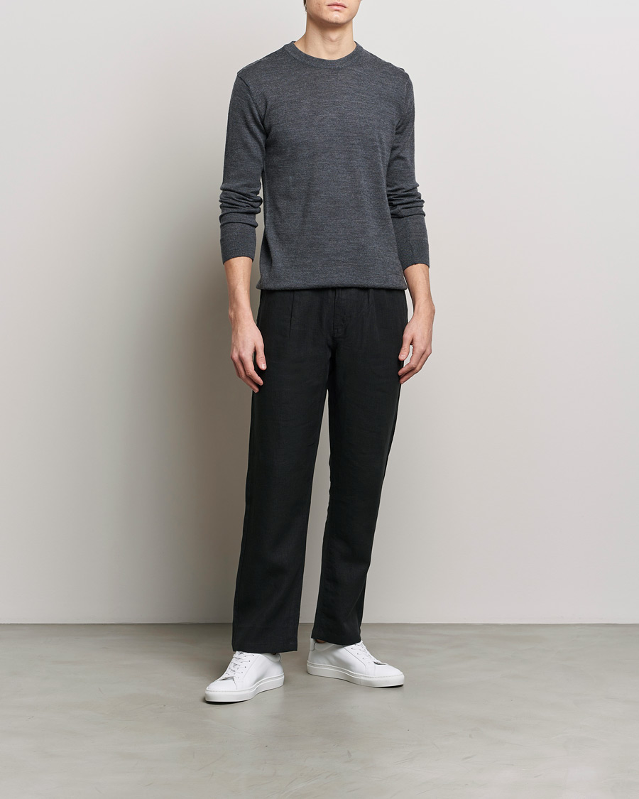Uomini | Pantaloni | KnowledgeCotton Apparel | Loose Linen Pants Black