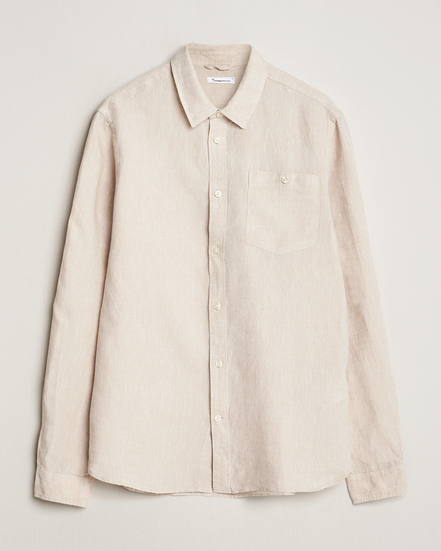 Uomini | Camicie | KnowledgeCotton Apparel | Regular Linen Shirt Light Feather Grey