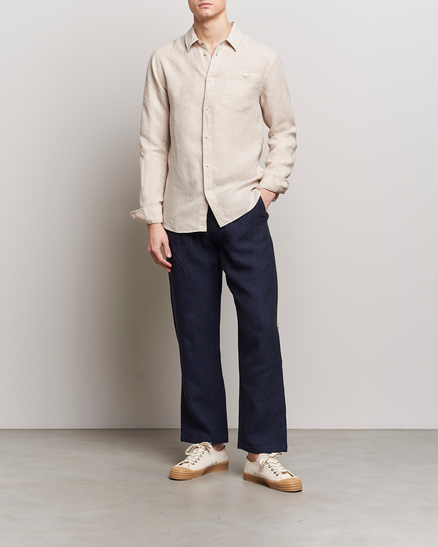 Uomini | Camicie | KnowledgeCotton Apparel | Regular Linen Shirt Light Feather Grey