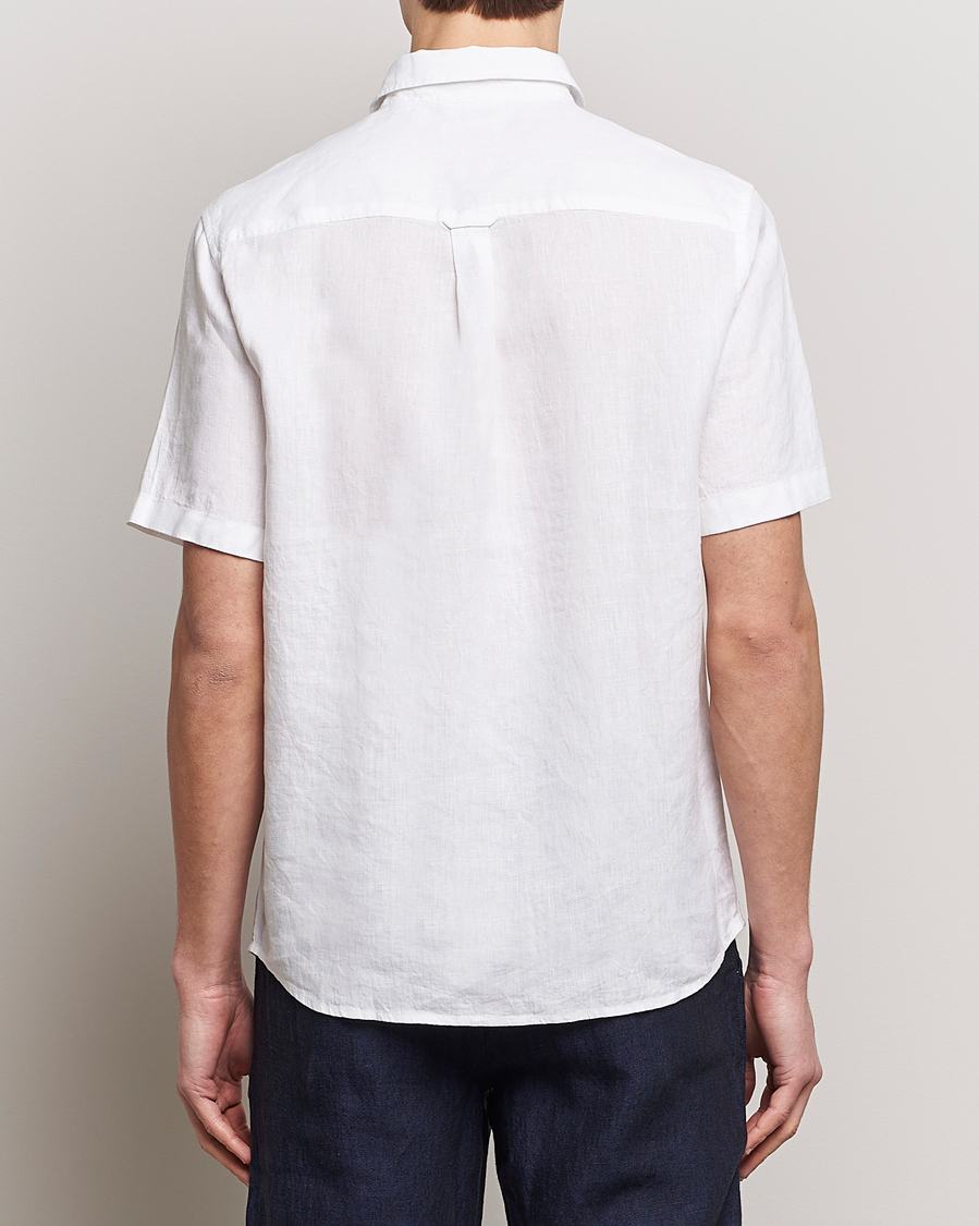 Uomini | Camicie | KnowledgeCotton Apparel | Regular Short Sleeve Linen Shirt Bright White