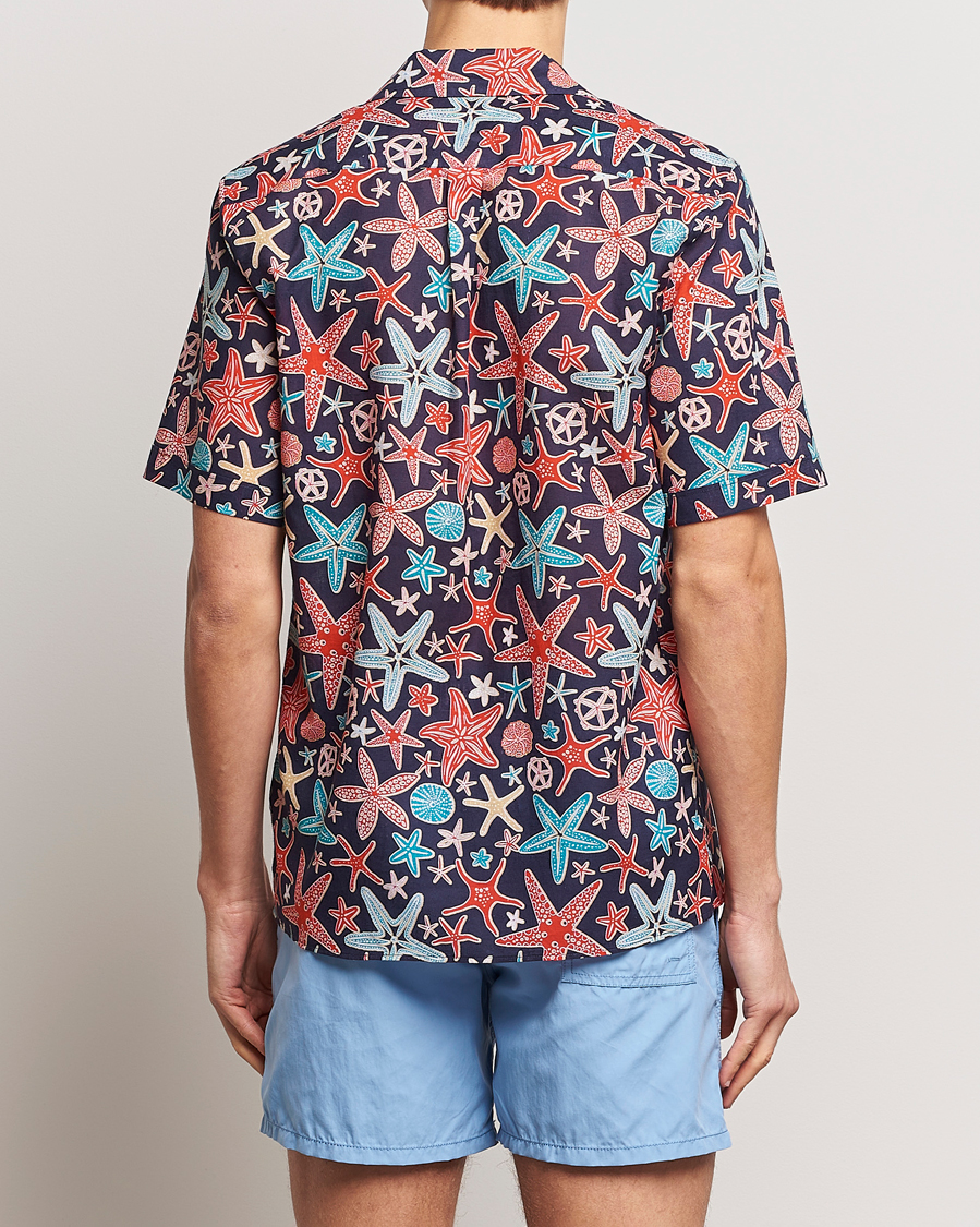Uomini | Camicie | Vilebrequin | Charli Cotton/Linen Short Sleeve Shirt Bleu Marine
