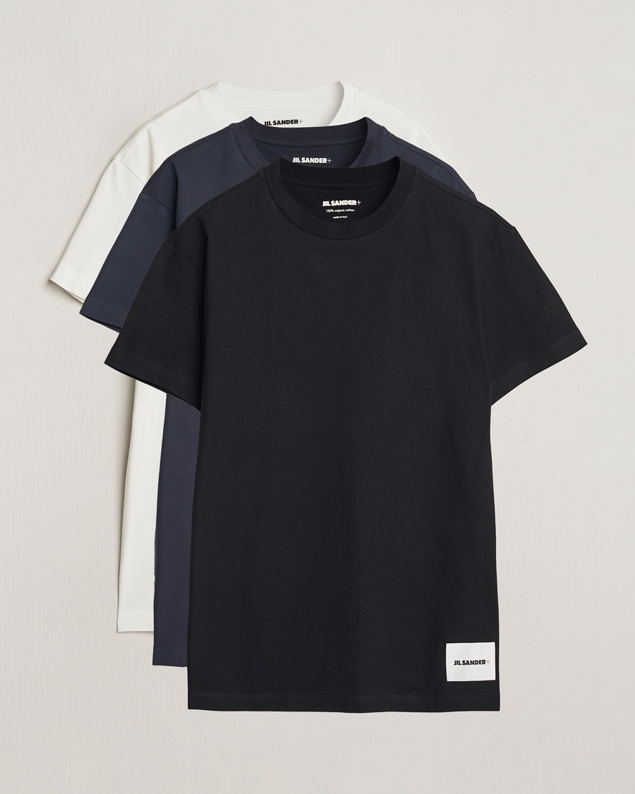 Uomini | T-shirt | Jil Sander | 3-Pack Short Sleeve T-Shirts White/Navy/Black