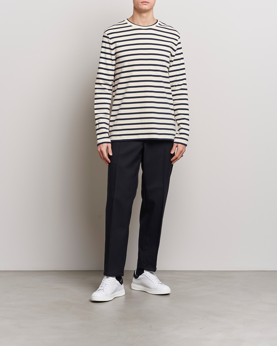 Uomini | T-shirt | Jil Sander | Long Sleeve Rib Cotton T-Shirt Marine Stripes