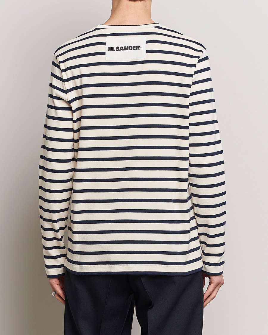 Uomini | T-shirt | Jil Sander | Long Sleeve Rib Cotton T-Shirt Marine Stripes