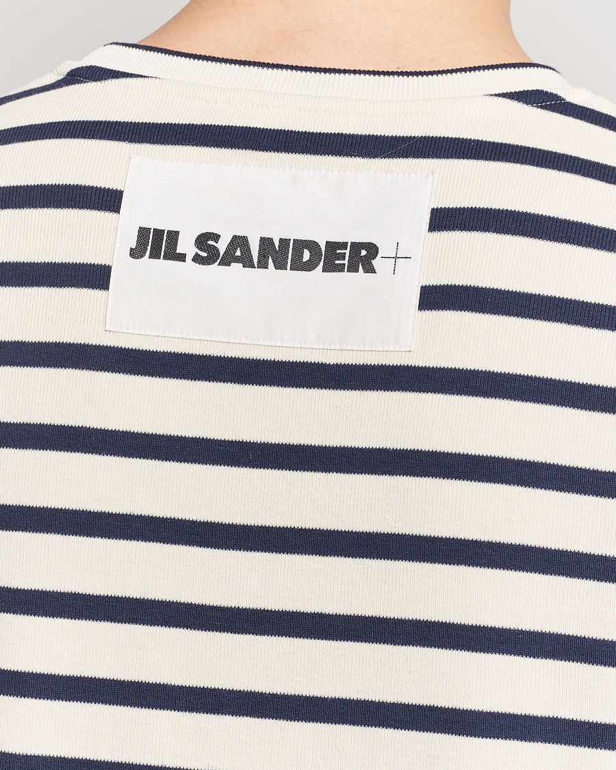 Uomini | T-shirt | Jil Sander | Long Sleeve Rib Cotton T-Shirt Marine Stripes