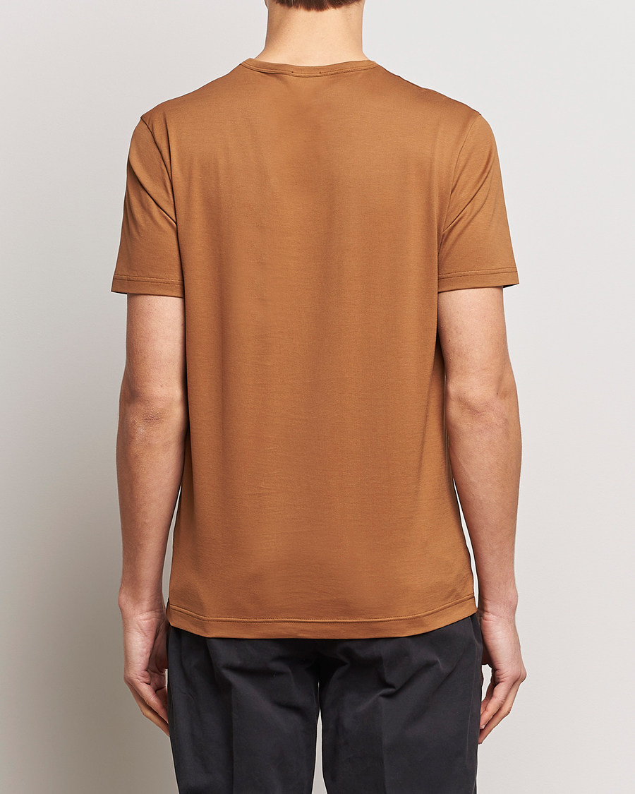 Uomini | T-shirt | Sunspel | Crew Neck Cotton Tee Dark Camel