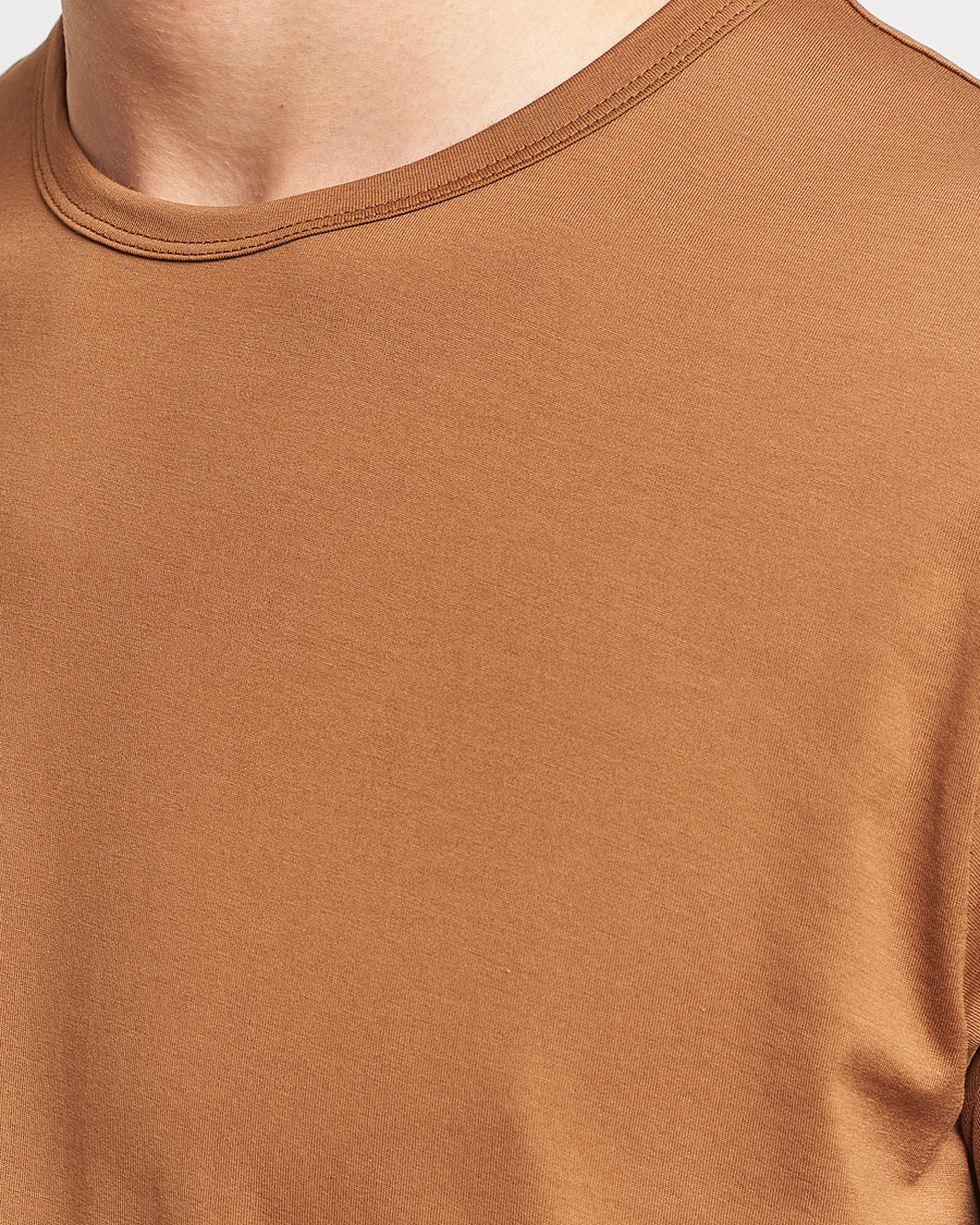 Uomini | T-shirt | Sunspel | Crew Neck Cotton Tee Dark Camel