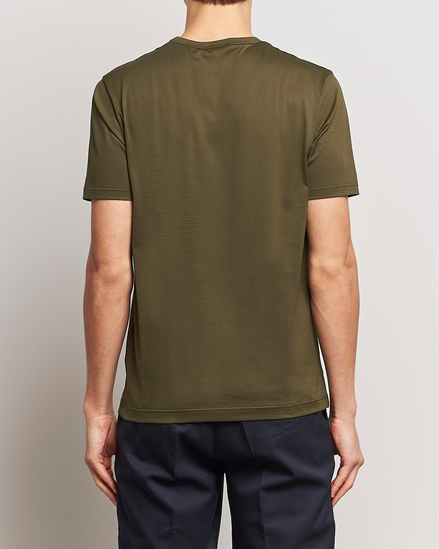 Uomini | T-shirt | Sunspel | Crew Neck Cotton Tee Dark Olive