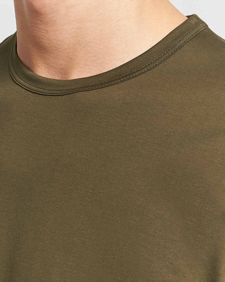 Uomini | T-shirt | Sunspel | Crew Neck Cotton Tee Dark Olive