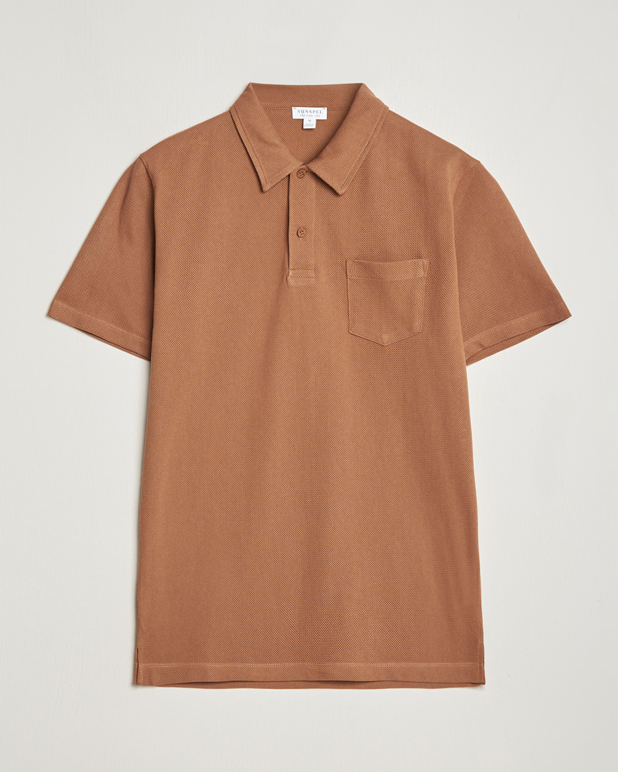 Uomini | Polo | Sunspel | Riviera Polo Shirt Dark Camel