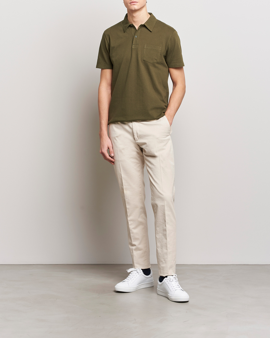 Uomini | Polo | Sunspel | Riviera Polo Shirt Dark Olive