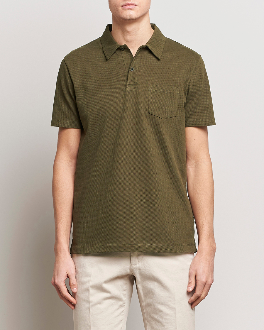 Uomini | Polo | Sunspel | Riviera Polo Shirt Dark Olive