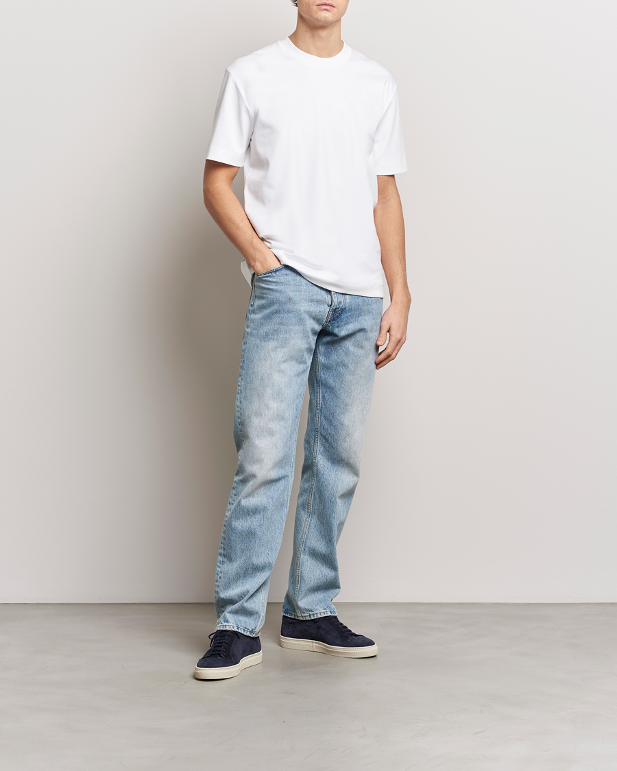 Uomini | T-shirt | Sunspel | Heavyweight Mock Neck T-Shirt White