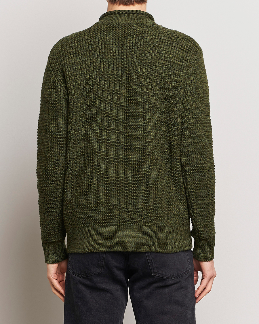 Uomini | Maglieria | Sunspel | Fisherman Merino Wool Jumper Dark Olive