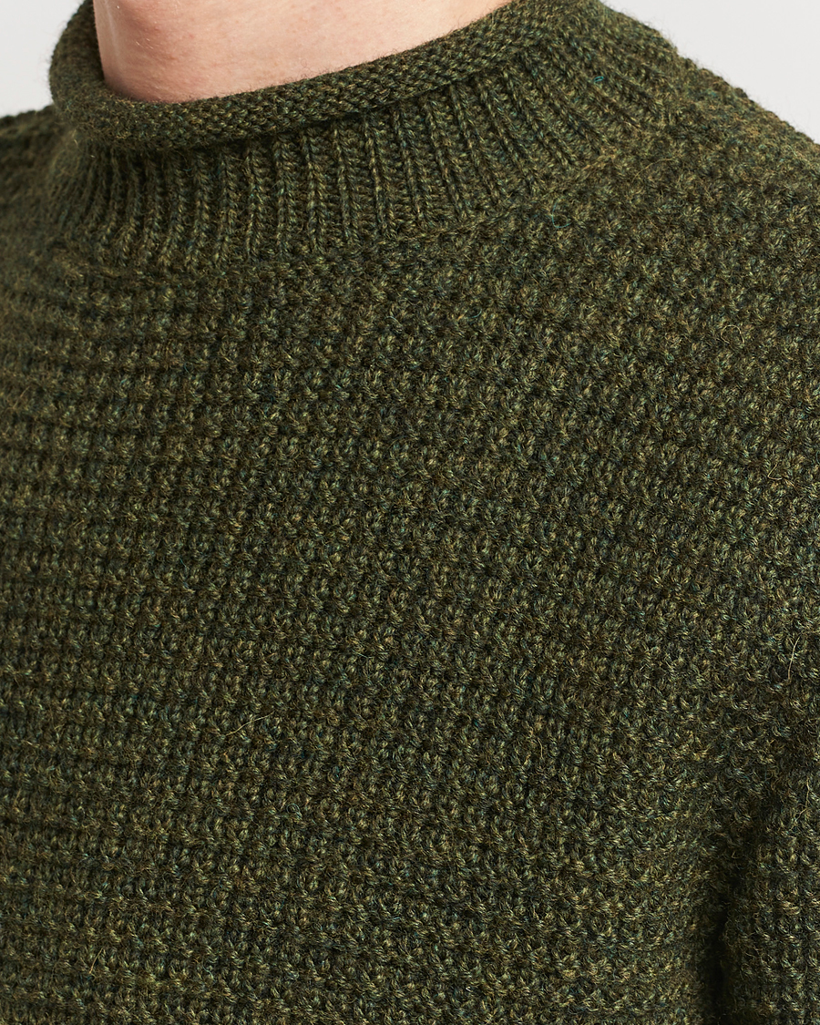 Uomini | Maglieria | Sunspel | Fisherman Merino Wool Jumper Dark Olive