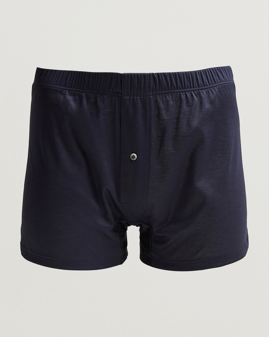 Uomini | Biancheria intima | Zimmerli of Switzerland | Sea Island Cotton Boxer Shorts Navy