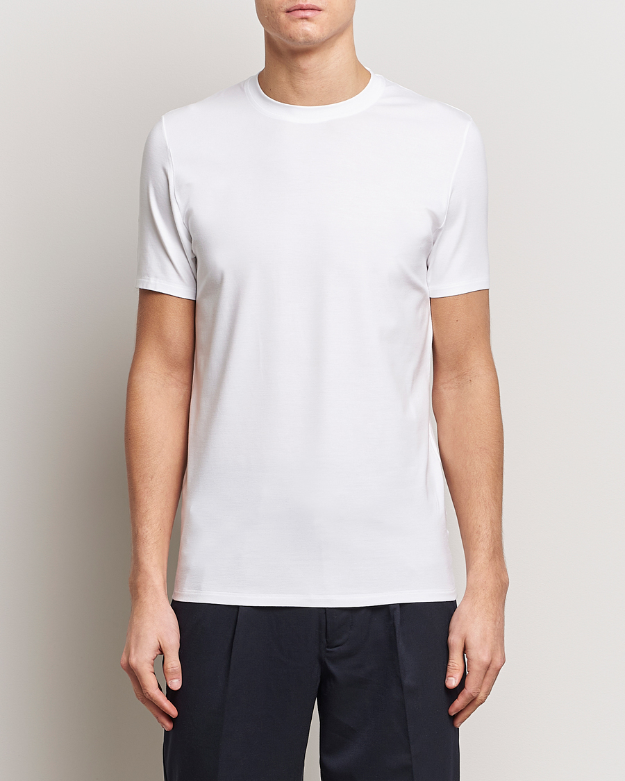 Uomini | T-shirt | Zimmerli of Switzerland | Pureness Modal Crew Neck T-Shirt White