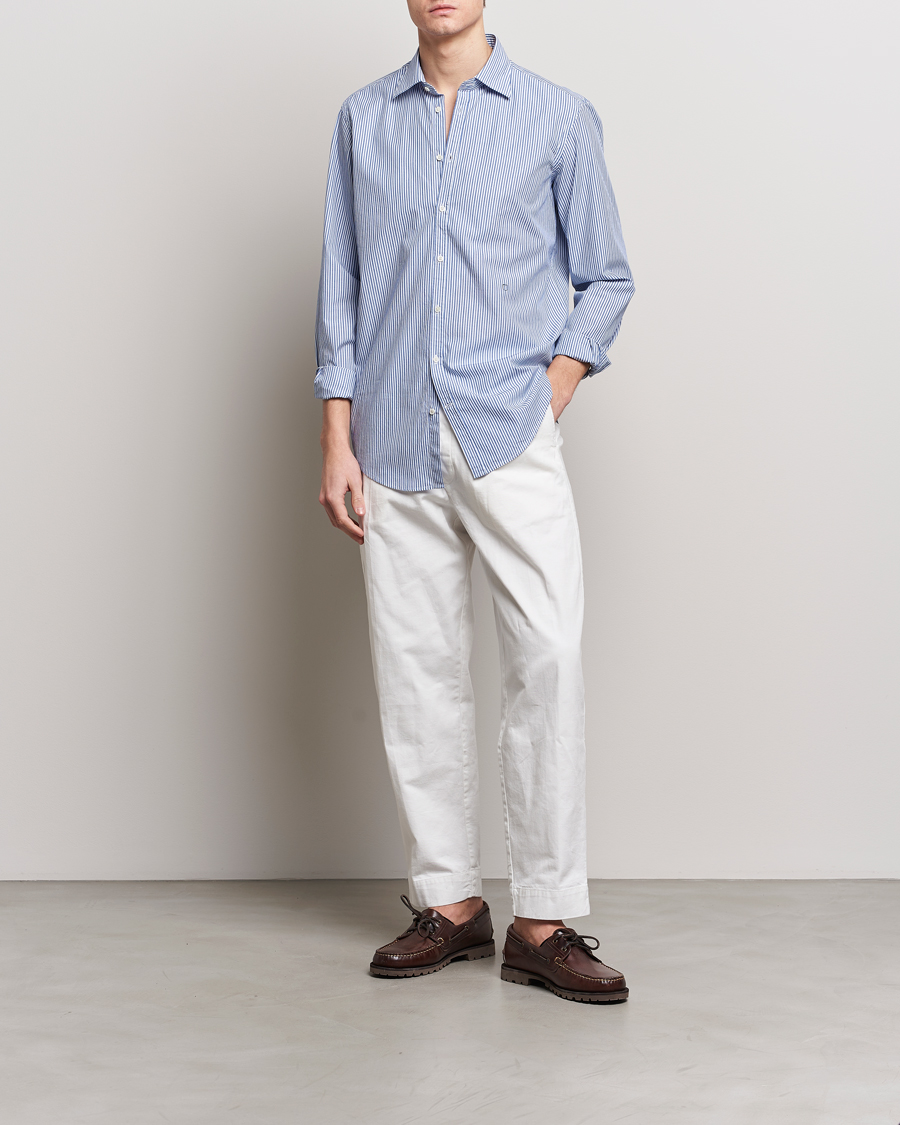 Uomini | Camicie | Massimo Alba | Genova Striped Cotton Shirt Blue Stripes