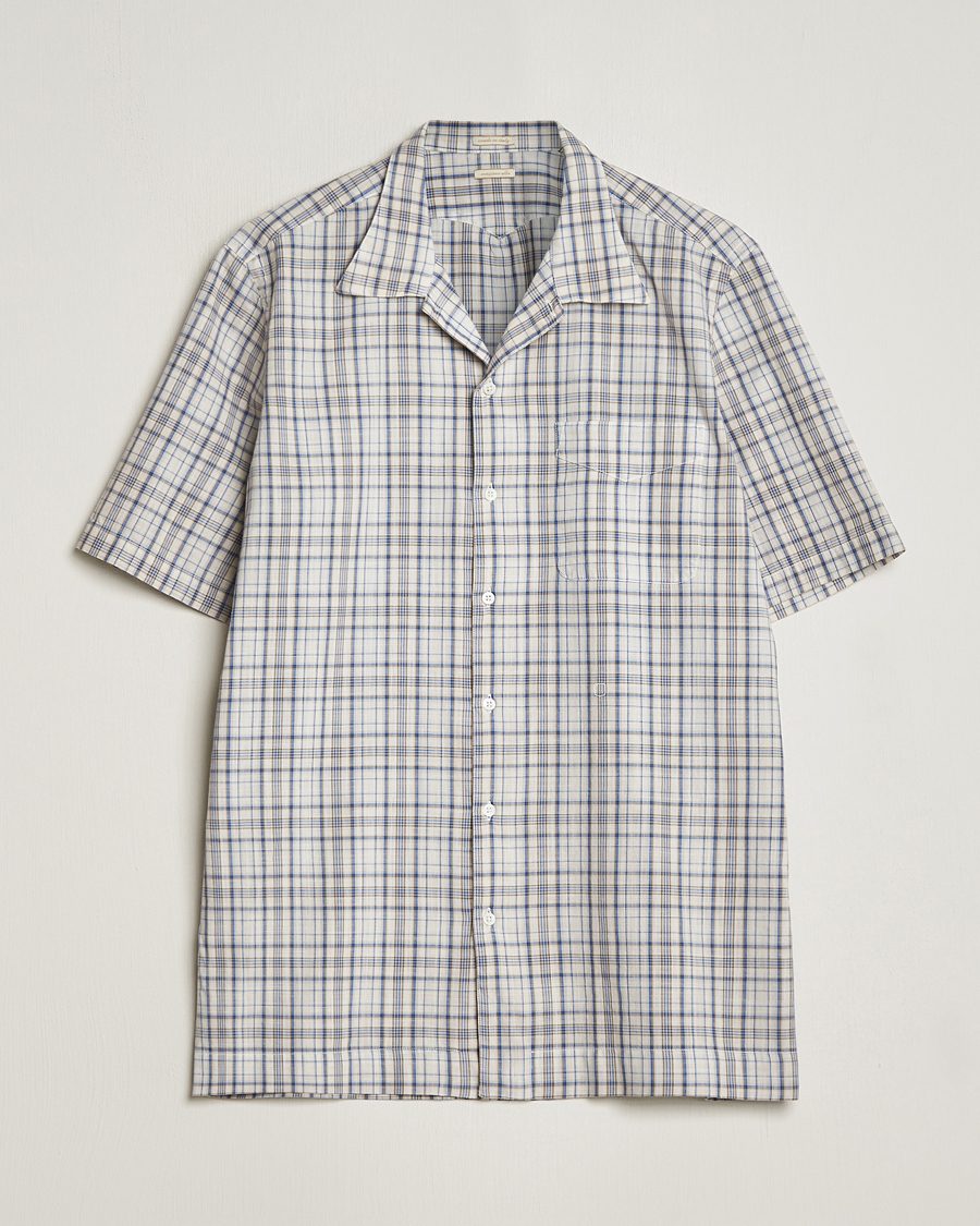 Uomini | Camicie | Massimo Alba | Venice Macro Check Bowling Shirt Blue/Beige