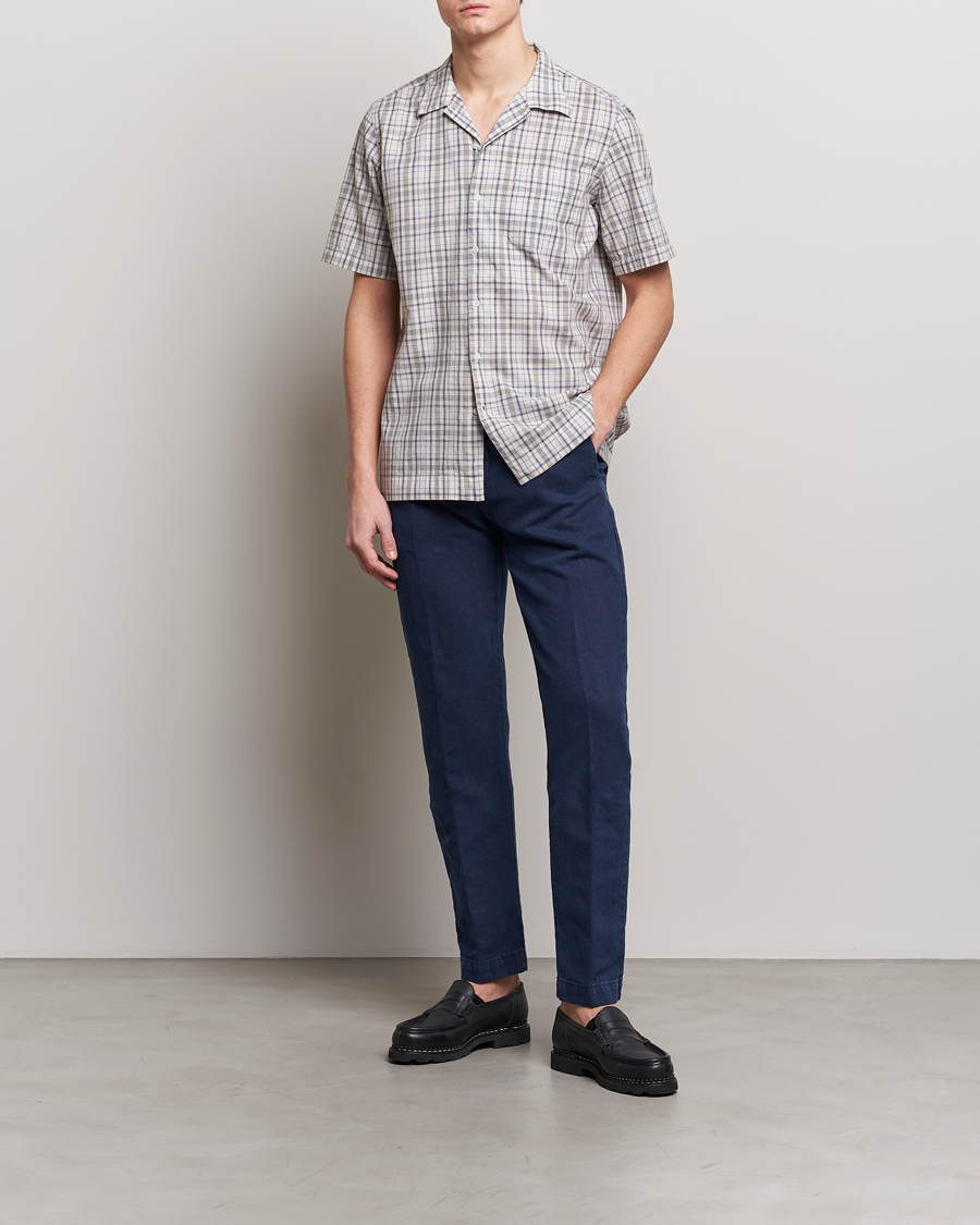 Uomini | Camicie | Massimo Alba | Venice Macro Check Bowling Shirt Blue/Beige