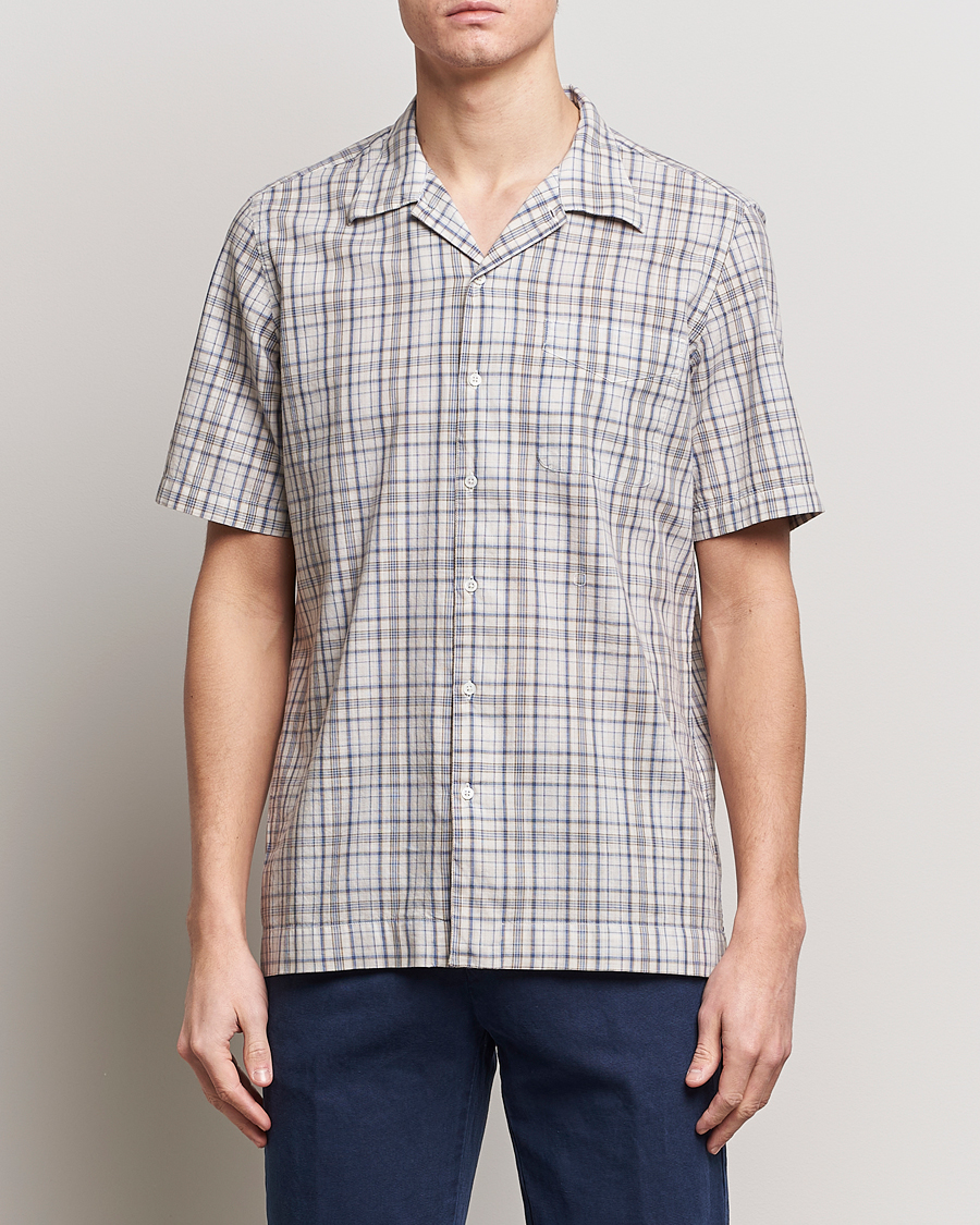 Uomini | Camicie | Massimo Alba | Venice Macro Check Bowling Shirt Blue/Beige