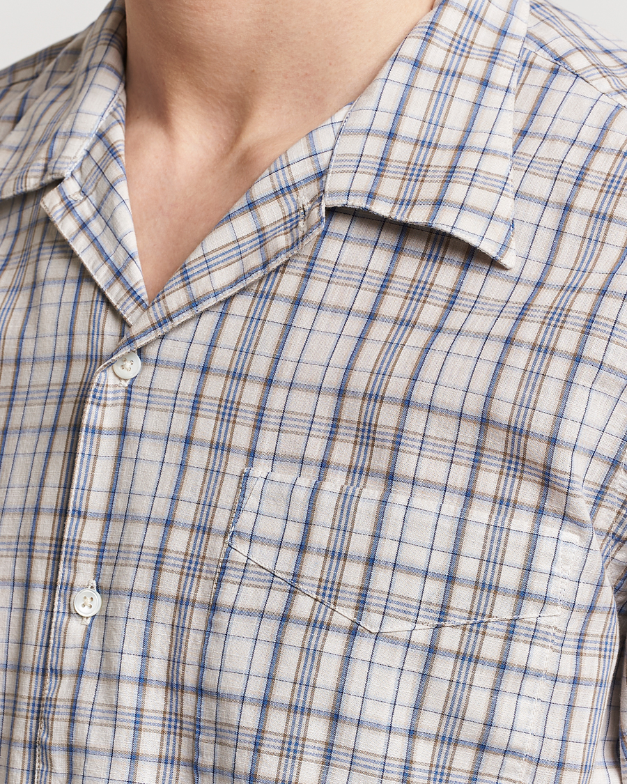 Uomini | Camicie | Massimo Alba | Venice Macro Check Bowling Shirt Blue/Beige