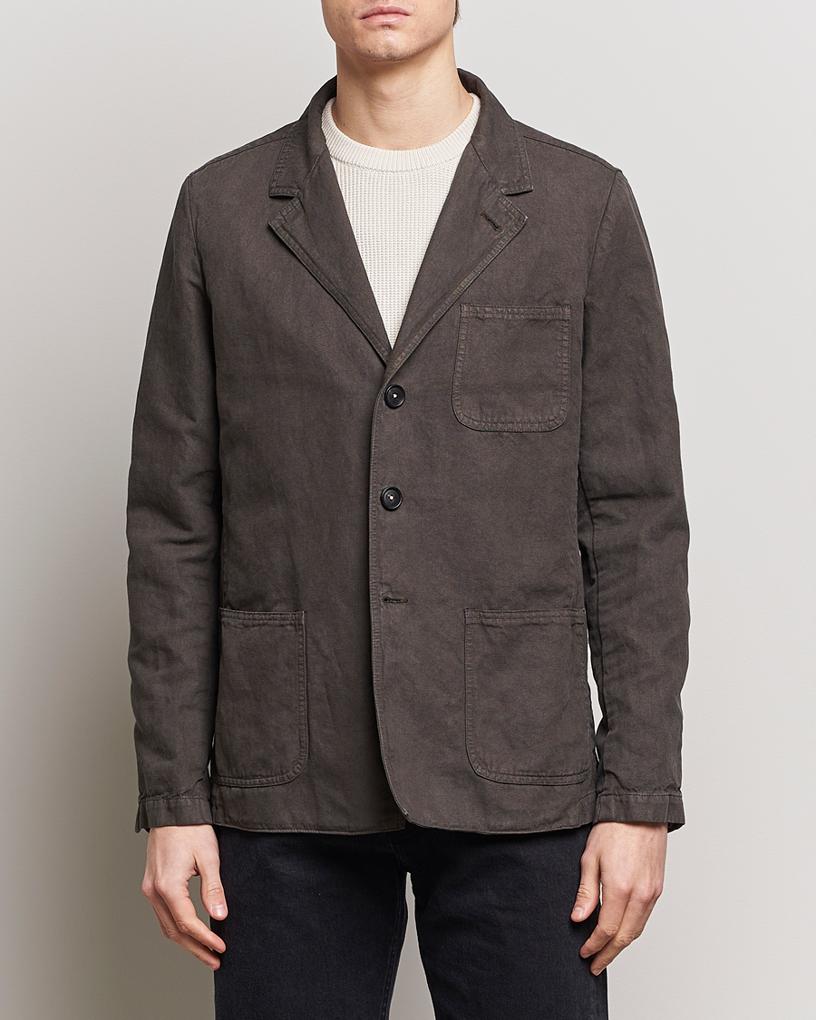Uomini | Giacche | Massimo Alba | Baglietto Washed Cotton Work Jacket Dark Brown