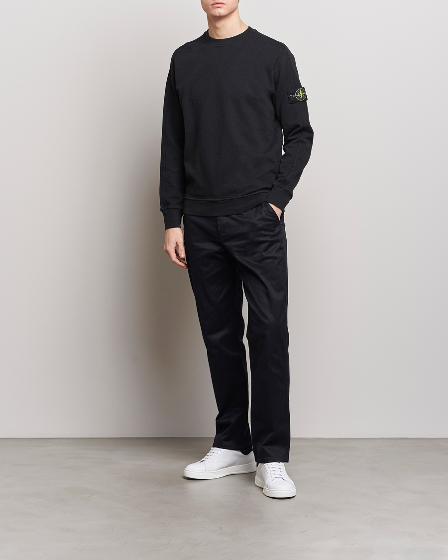 Uomini | Maglieria | Stone Island | Garment Dyed Cotton Old Effect Sweatshirt Black