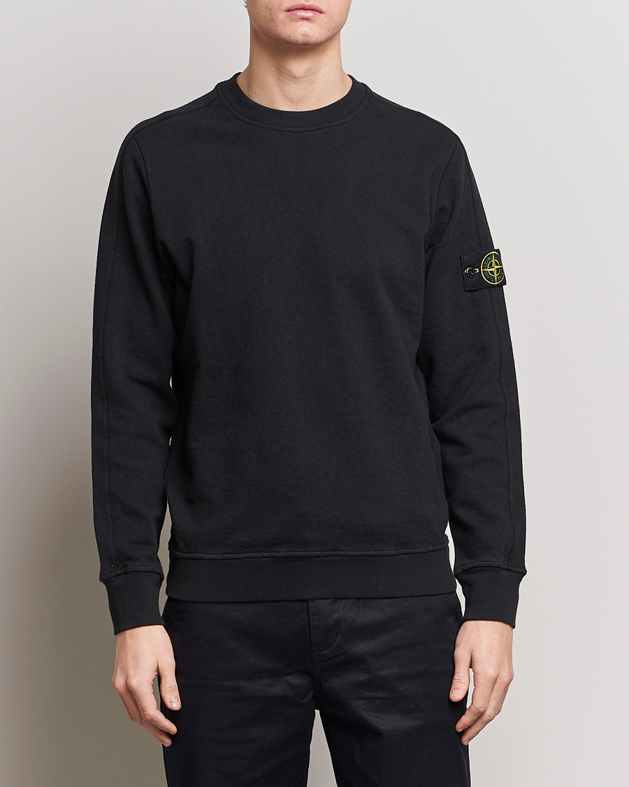 Uomini | Maglieria | Stone Island | Garment Dyed Cotton Old Effect Sweatshirt Black