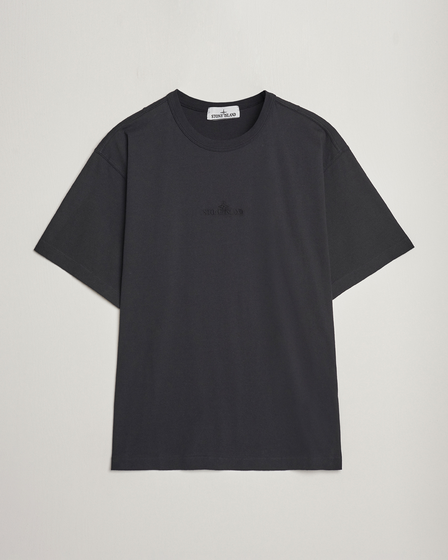 Uomini | T-shirt | Stone Island | Organic Cotton Fissato Effect Center Logo T-Shirt Black