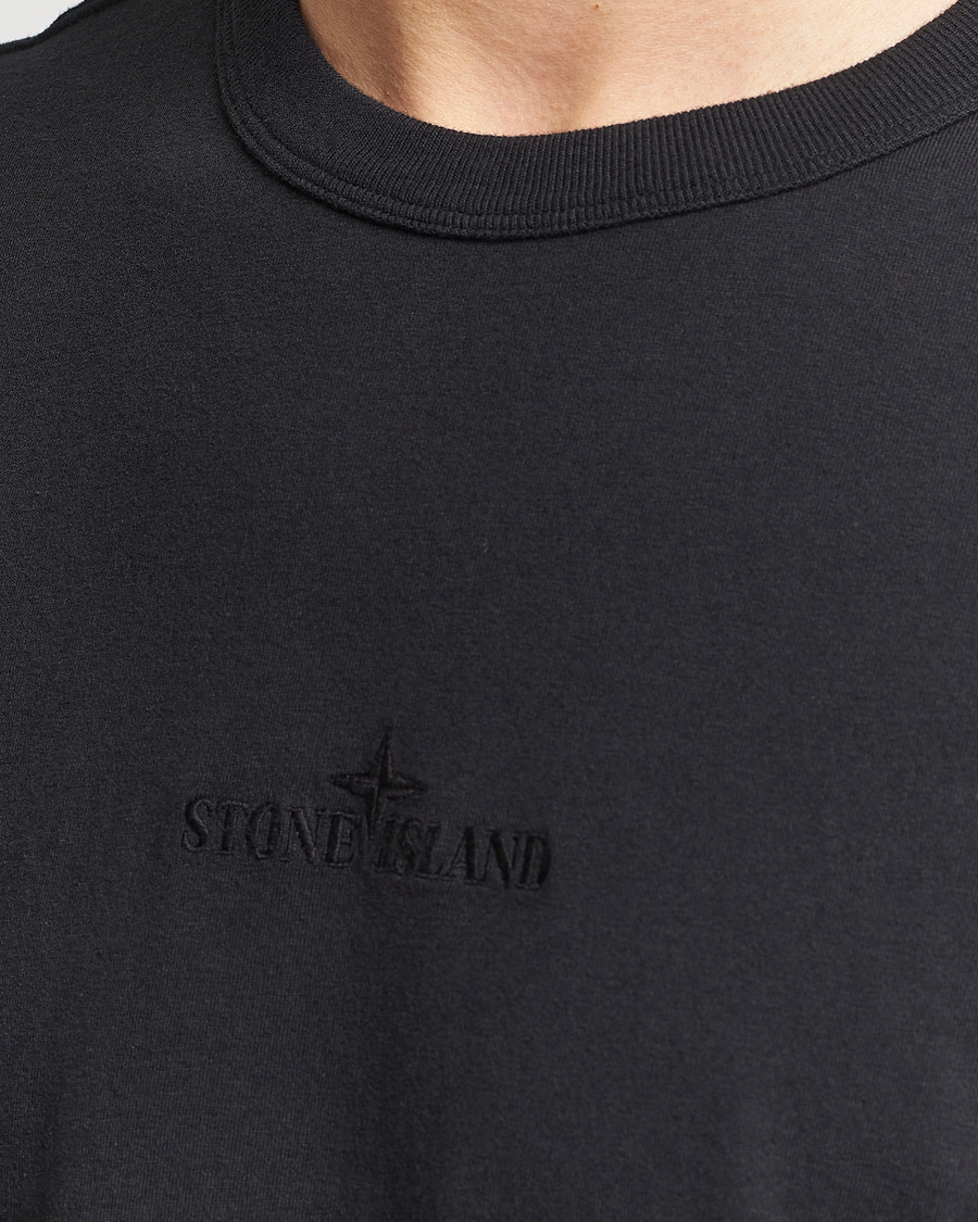 Uomini | T-shirt | Stone Island | Organic Cotton Fissato Effect Center Logo T-Shirt Black