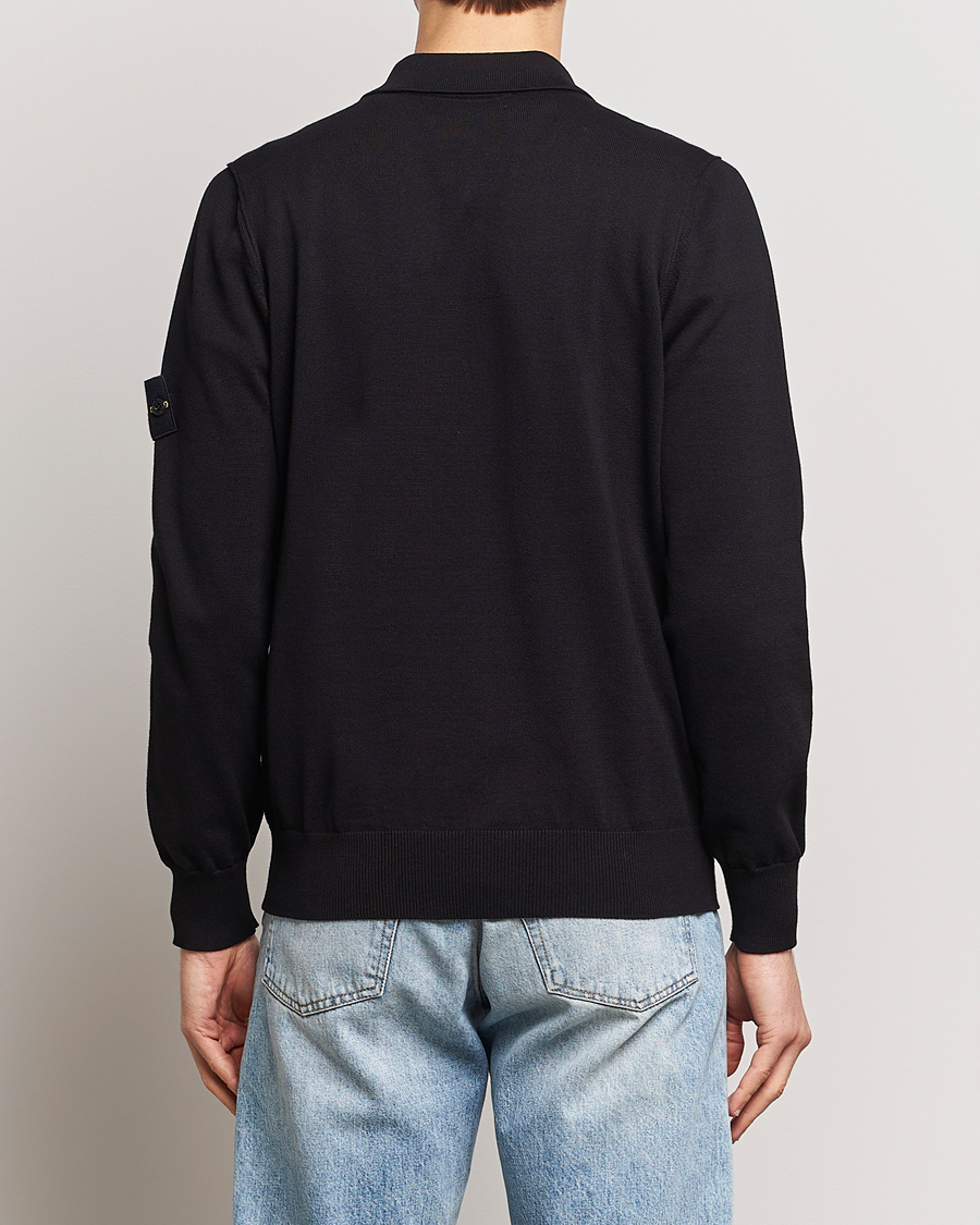 Uomini | Maglieria | Stone Island | Organic Cotton Half Zip Poloshirt Black