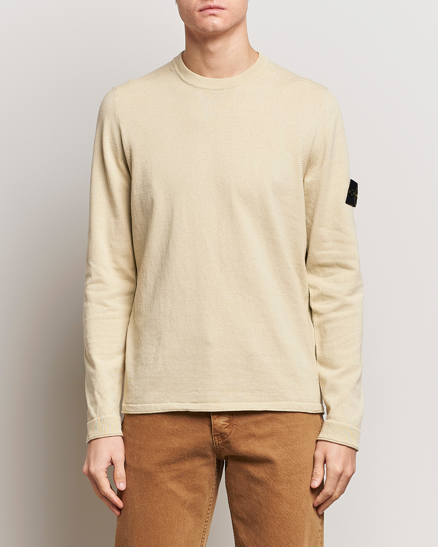 Uomini | Maglieria | Stone Island | Raw Hand Organic Cotton Crew Neck Natural Beige
