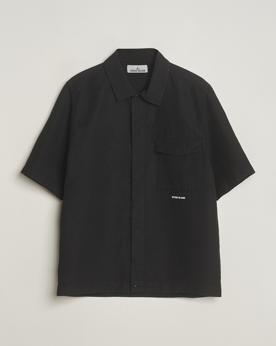 Uomini | Camicie | Stone Island | Cotton/Hemp Short Sleeve Shirts Black