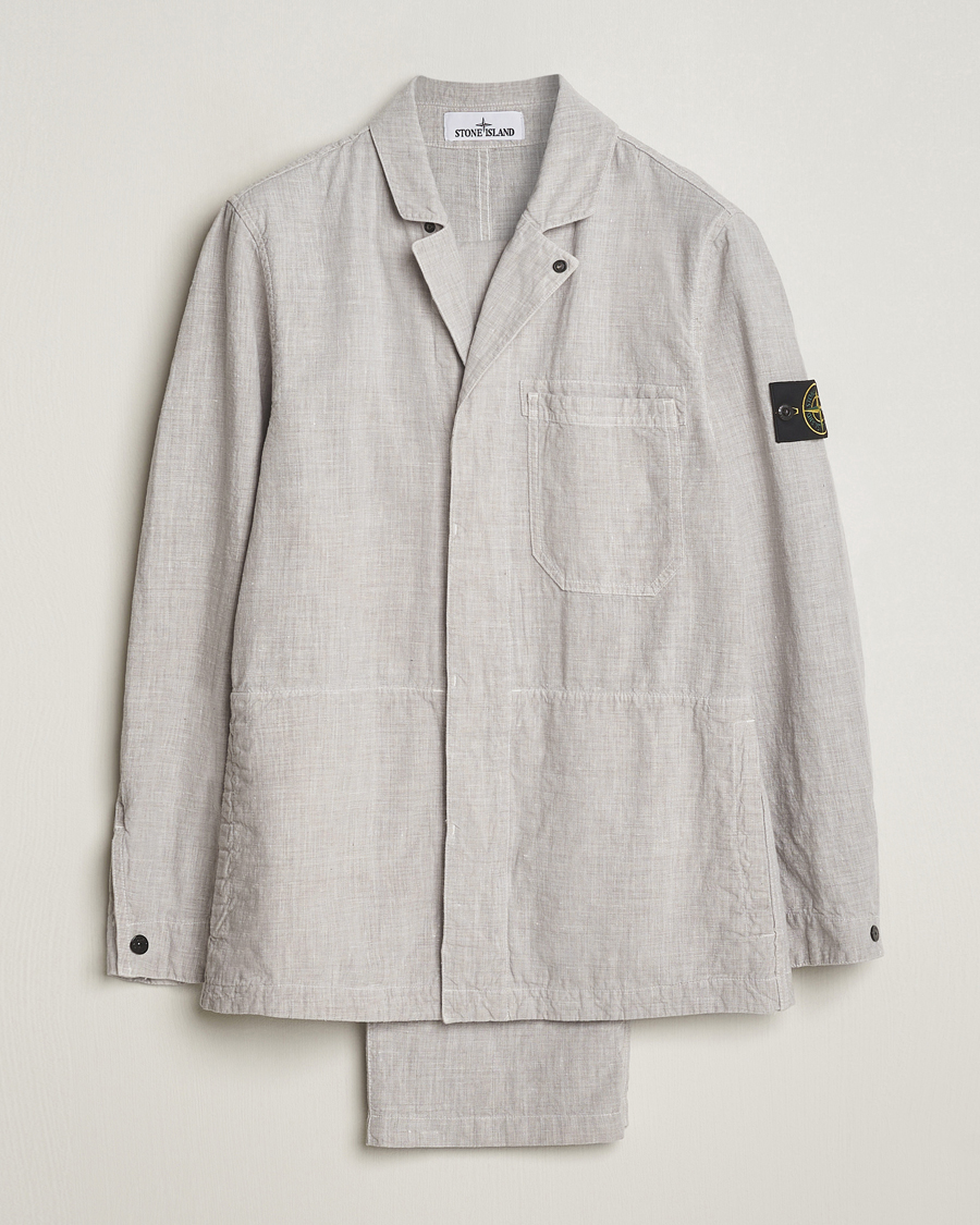 Uomini | Abiti | Stone Island | Linen Nylon Relaxed Suit Dove Grey