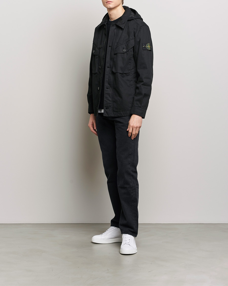 Uomini | Giacche | Stone Island | Bio Rasso TC Cotton Hooded Jacket Black