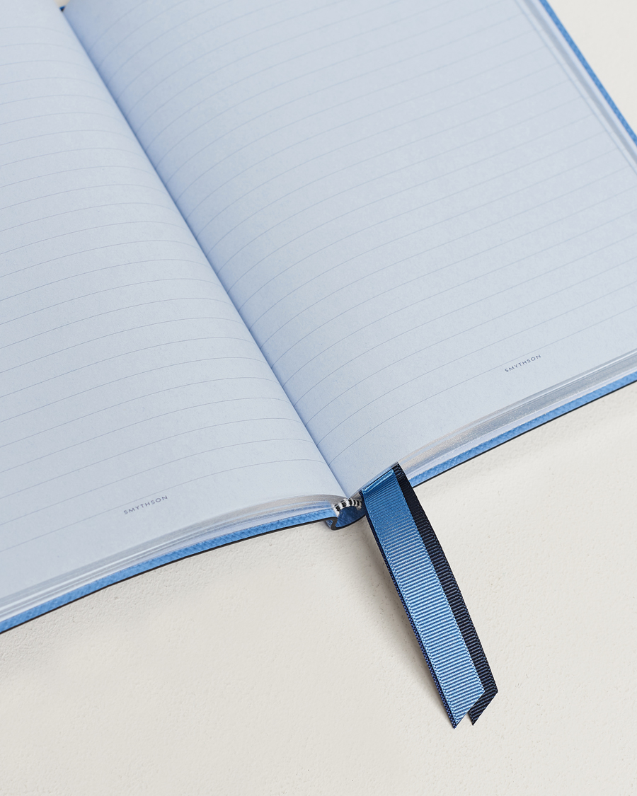 Uomini | Smythson Soho Notebook Ribbon Stripe Nile Blue | Smythson | Soho Notebook Ribbon Stripe Nile Blue
