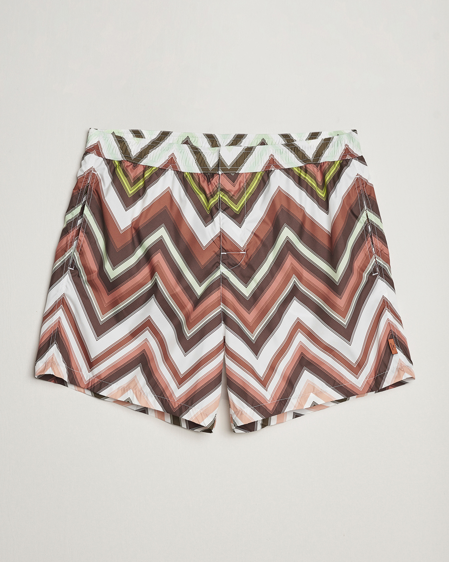 Uomini | Costumi da bagno | Missoni | Zig Zag Printed Swim Shorts Brown/Green