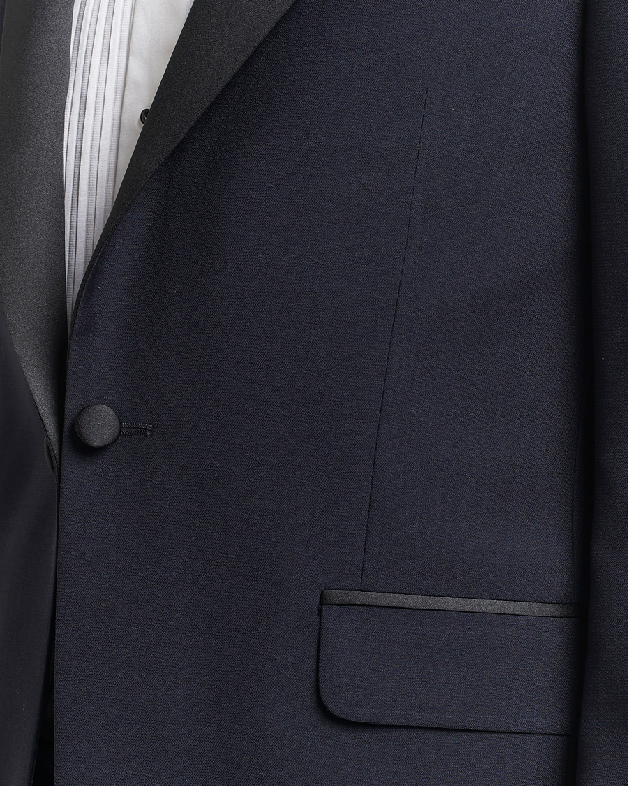 Uomini | Blazers | Oscar Jacobson | Frampton Wool Tuxedo Blazer Navy