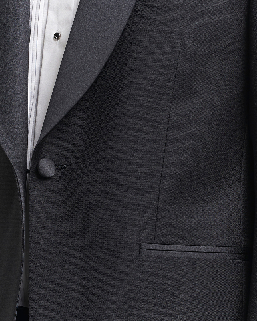 Uomini | Blazers | Oscar Jacobson | Figaro Wool Tuxedo Blazer Black