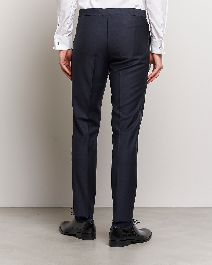 Uomini | Pantaloni | Oscar Jacobson | Denz Wool Tuxedo Trousers Navy