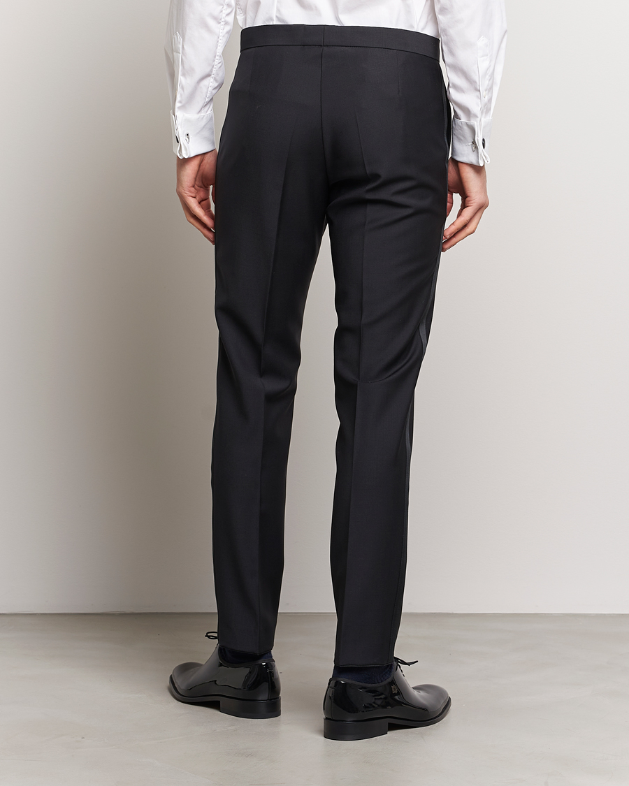 Uomini | Pantaloni | Oscar Jacobson | Denz Wool Tuxedo Trousers Black