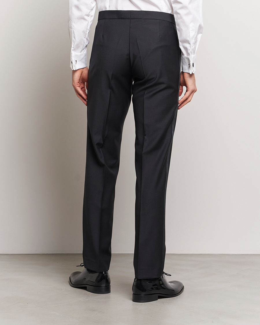 Uomini | Pantaloni | Oscar Jacobson | Denz Straight Wool Tuxedo Trousers Black