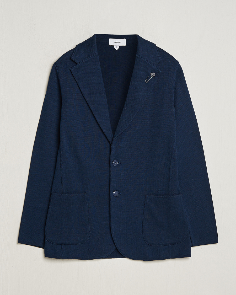 Uomini | Blazers | Lardini | Knitted Cotton Blazer Navy