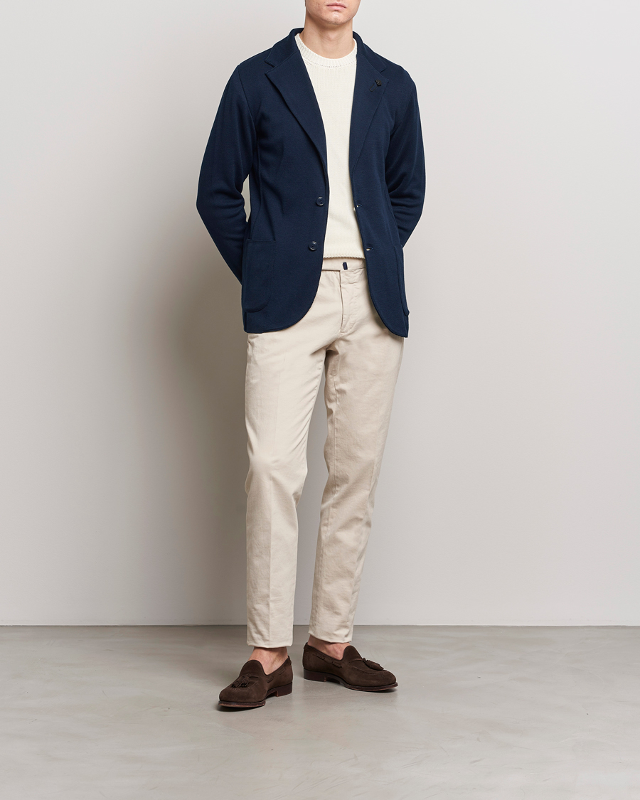 Uomini | Blazers | Lardini | Knitted Cotton Blazer Navy